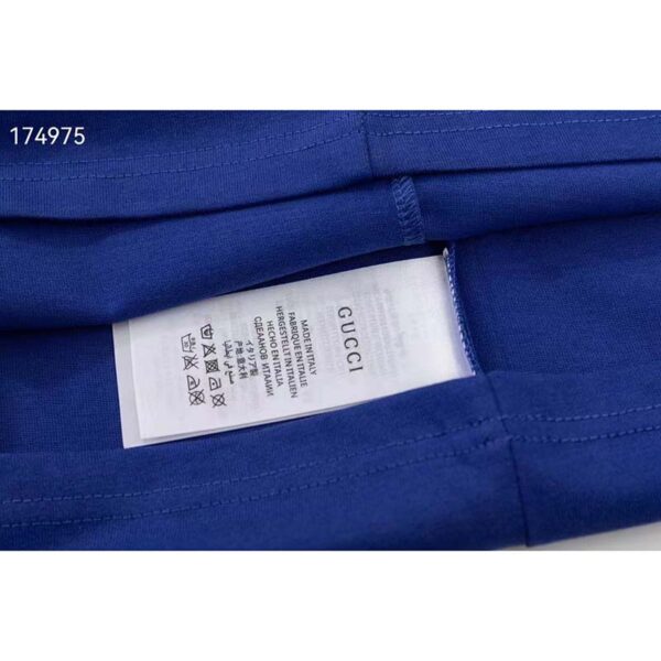 Gucci GG Women Cotton Jersey T-Shirt Blue Gucci Mirror Print Crewneck Oversize Fit (6)