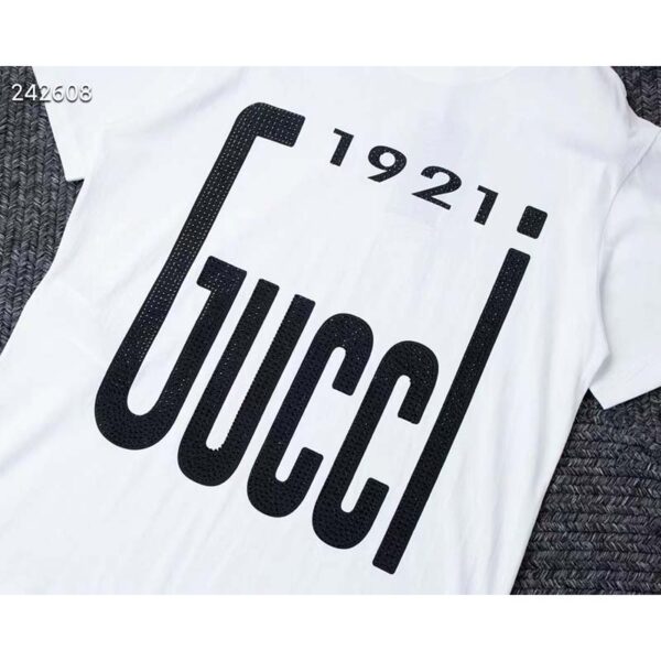 Gucci GG Women Crystal 1921 Gucci Cotton T-Shirt Crewneck Oversize Fit (3)
