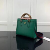 Gucci GG Women Diana Small Tote Bag Double G Green Leather (7)