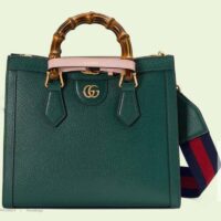 Gucci GG Women Diana Small Tote Bag Double G Green Leather (7)