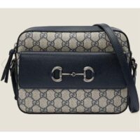 Gucci GG Unisex Horsebit 1955 Small Bag Beige Blue GG Supreme Canvas