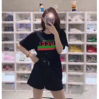 Gucci GG Women Original Gucci Print Oversize T-Shirt Black Cotton Jersey Crewneck (6)