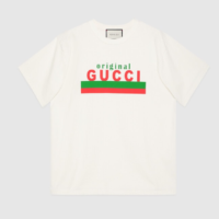 Gucci GG Women Original Gucci Print Oversize T-Shirt White Cotton Jersey Crewneck (1)