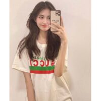 Gucci GG Women Original Gucci Print Oversize T-Shirt White Cotton Jersey Crewneck (1)