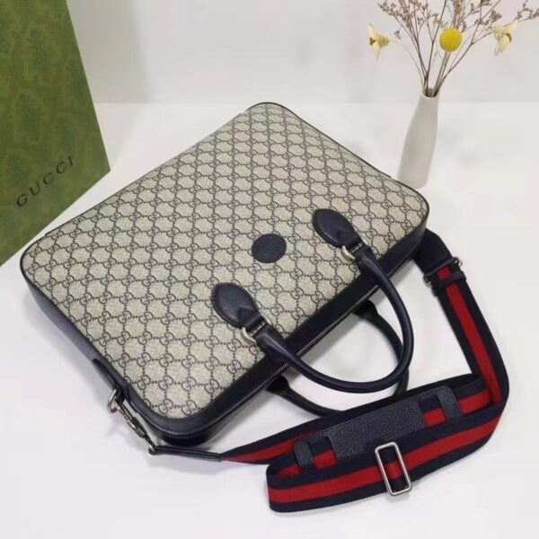 Gucci Unisex Business Case Interlocking G Blue Beige GG Supreme Canvas (2)