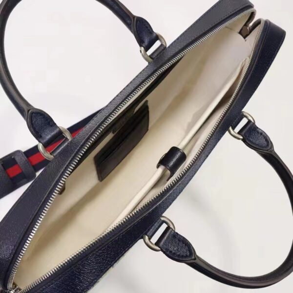 Gucci Unisex Business Case Interlocking G Blue Beige GG Supreme Canvas (5)