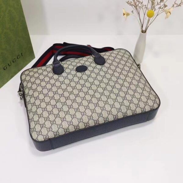 Gucci Unisex Business Case Interlocking G Blue Beige GG Supreme Canvas (7)