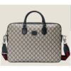 Gucci Unisex Business Case Interlocking G Blue Beige GG Supreme Canvas