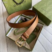 Gucci Unisex GG Belt with Square Buckle and Interlocking G Brown 3.6 cm Width (1)
