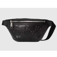 Gucci Unisex GG Embossed Belt Bag Black Tonal Leather (2)