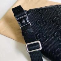 Gucci Unisex GG Embossed Belt Bag Black Tonal Leather (2)