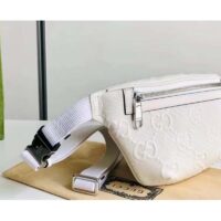 Gucci Unisex GG Embossed Belt Bag White Tonal Leather (5)