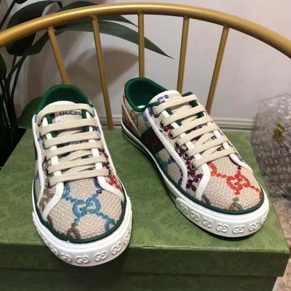 Gucci Unisex GG Gucci Tennis 1977 Sneaker Green Red Web Flat 2 cm Heel (4)