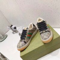 Gucci Unisex GG Screener Sneaker Beige Ebony GG Supreme Canvas Green Red Web (4)