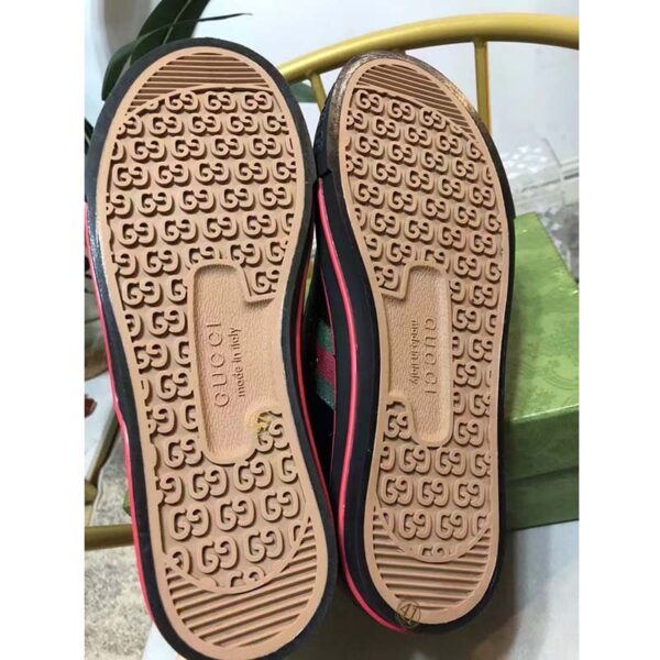 Gucci Unisex Gucci Tennis 1977 Sneaker Black Leather Green Red Web Flat (3)