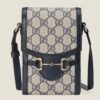 Gucci Unisex Horsebit 1955 Mini Bag Beige Blue GG Supreme Canvas