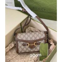 Gucci Unisex Horsebit 1955 Mini Bag Beige White GG Supreme Canvas (4)