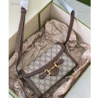 Gucci Unisex Horsebit 1955 Mini Bag Beige White GG Supreme Canvas (4)