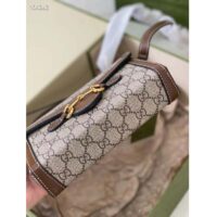 Gucci Unisex Horsebit 1955 Mini Bag Beige White GG Supreme Canvas (4)