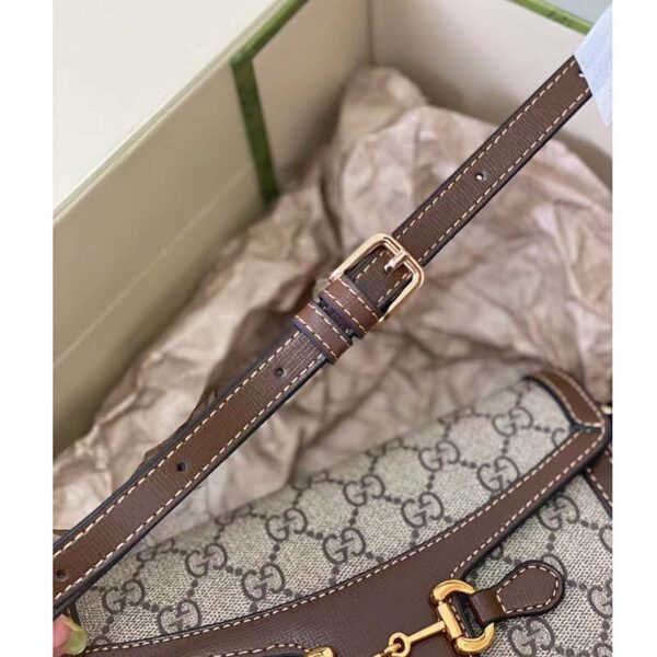 Gucci Unisex Horsebit 1955 Mini Bag Beige White GG Supreme Canvas (7)