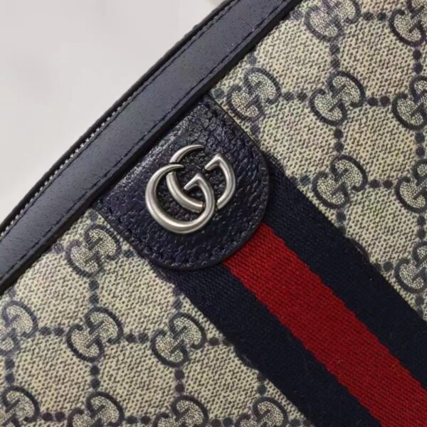 Gucci Unisex Ophidia GG Shoulder Bag Beige Blue Supreme Canvas (3)