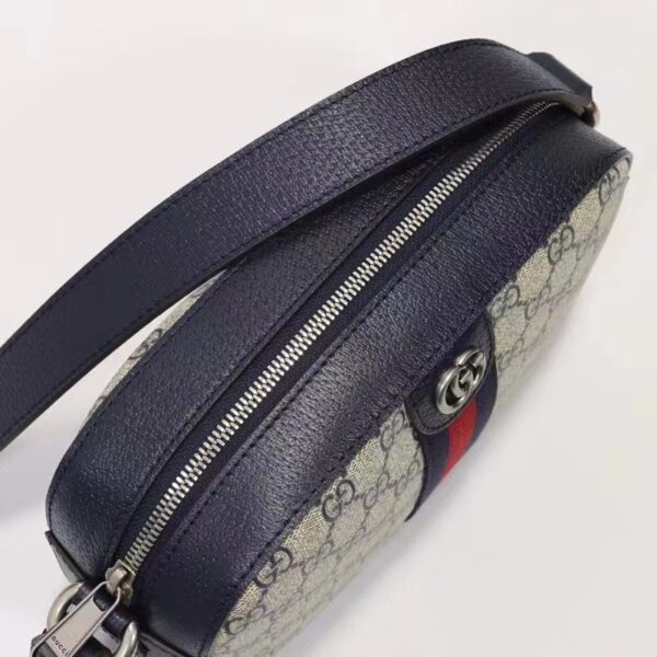 Gucci Unisex Ophidia GG Shoulder Bag Beige Blue Supreme Canvas (4)