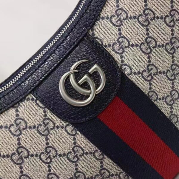 Gucci Unisex Ophidia GG Small Shoulder Bag Beige Blue GG Supreme Canvas (4)