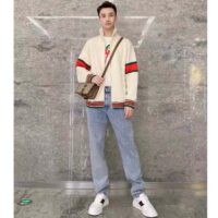 Gucci Unisex Sneaker Web White Leather Green Red Web Lace Up Flat (10)