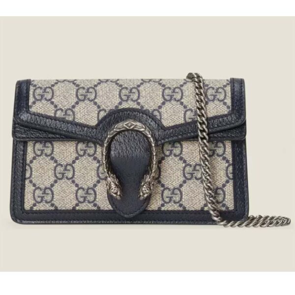 Gucci Women Dionysus GG Super Mini Bag Beige Blue GG Supreme Canvas (1)
