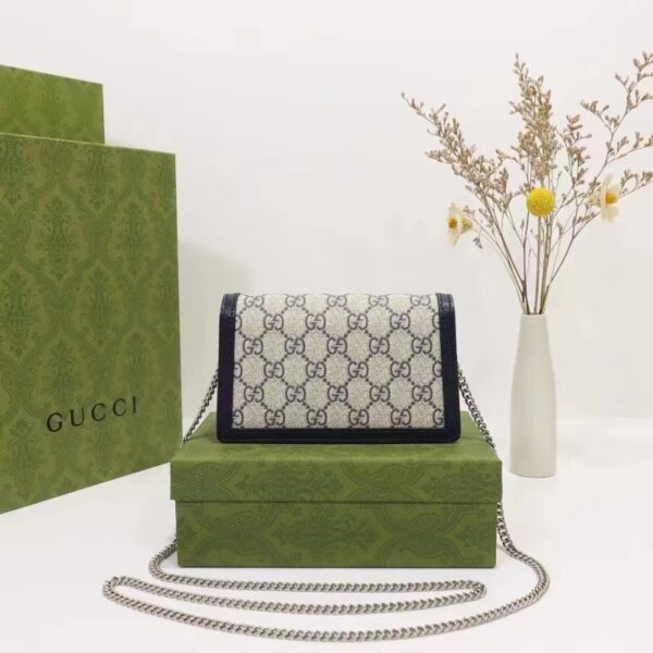 Gucci Women Dionysus GG Super Mini Bag Beige Blue GG Supreme Canvas (2)