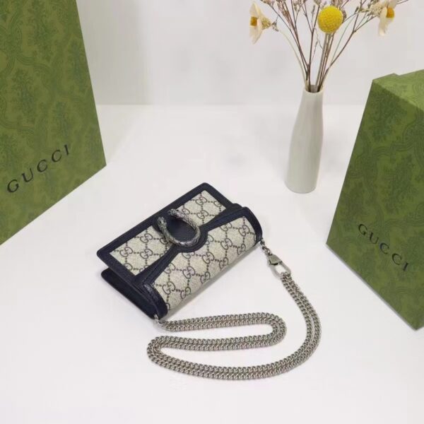 Gucci Women Dionysus GG Super Mini Bag Beige Blue GG Supreme Canvas (4)
