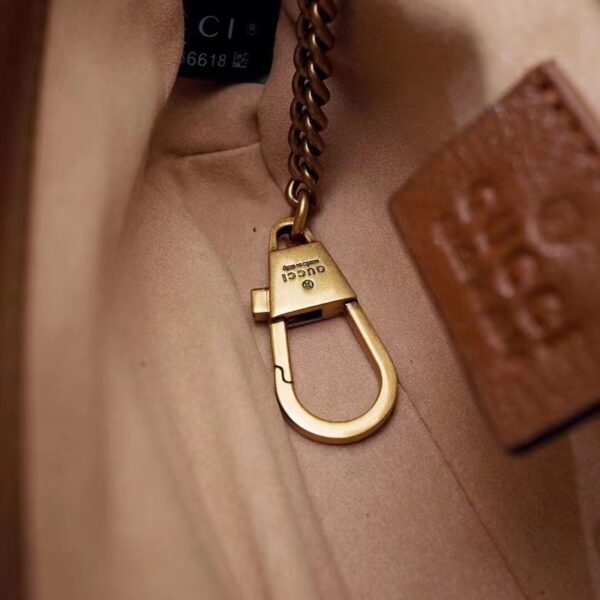 Gucci Women GG Marmont Matelassé Super Mini Bag Brown Leather Double G (4)