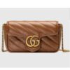 Gucci Women GG Marmont Matelassé Super Mini Bag Brown Leather Double G