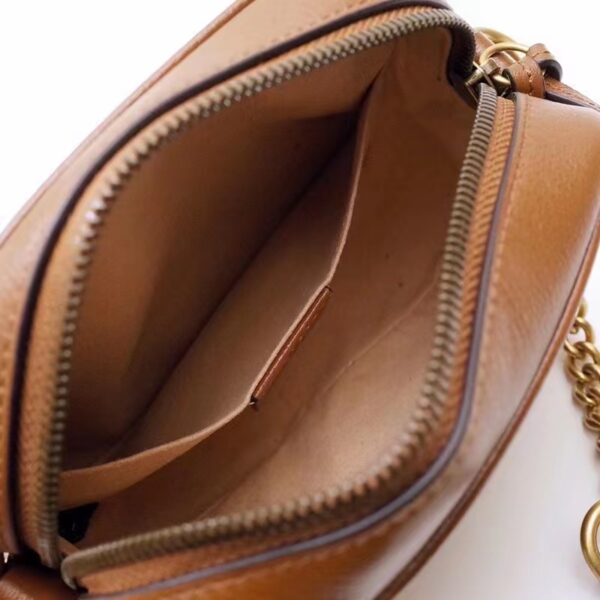 Gucci Women GG Marmont Mini Shoulder Bag Brown Matelassé Leather Double G (3)