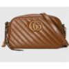 Gucci Women GG Marmont Small Matelassé Shoulder Bag Brown Leather Double G