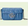 Gucci Women GG Marmont Super Mini Bag Blue Matelassé Leather Double G