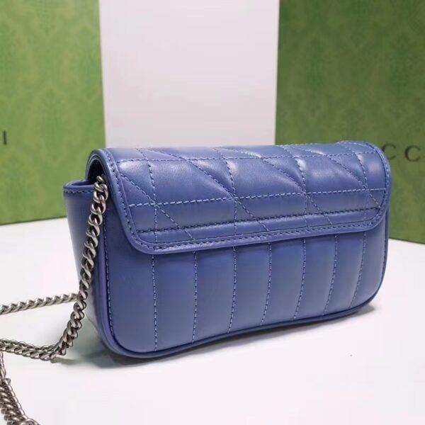 Gucci Women GG Marmont Super Mini Bag Blue Matelassé Leather Double G (2)