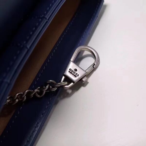Gucci Women GG Marmont Super Mini Bag Blue Matelassé Leather Double G (6)