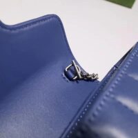 Gucci Women GG Marmont Super Mini Bag Blue Matelassé Leather Double G (1)