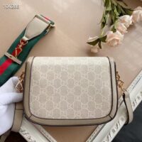 Gucci Women Gucci Horsebit 1955 Small Bag Beige White GG Supreme Canvas (3)