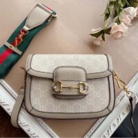 Gucci Women Gucci Horsebit 1955 Small Bag Beige White GG Supreme Canvas (3)