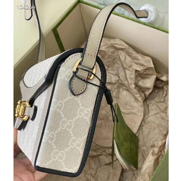 Gucci Women Horsebit 1955 Mini Bag Beige White GG Supreme Canvas (2)