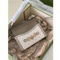 Gucci Women Horsebit 1955 Mini Bag Beige White GG Supreme Canvas (4)