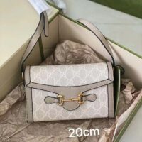 Gucci Women Horsebit 1955 Mini Bag Beige White GG Supreme Canvas (4)