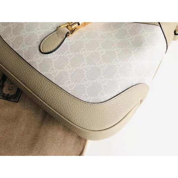 Gucci Women Jackie 1961 Small GG Shoulder Bag Beige White Supreme Canvas (10)