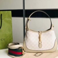 Gucci Women Jackie 1961 Small GG Shoulder Bag Beige White Supreme Canvas (5)