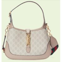 Gucci Women Jackie 1961 Small GG Shoulder Bag Beige White Supreme Canvas (5)