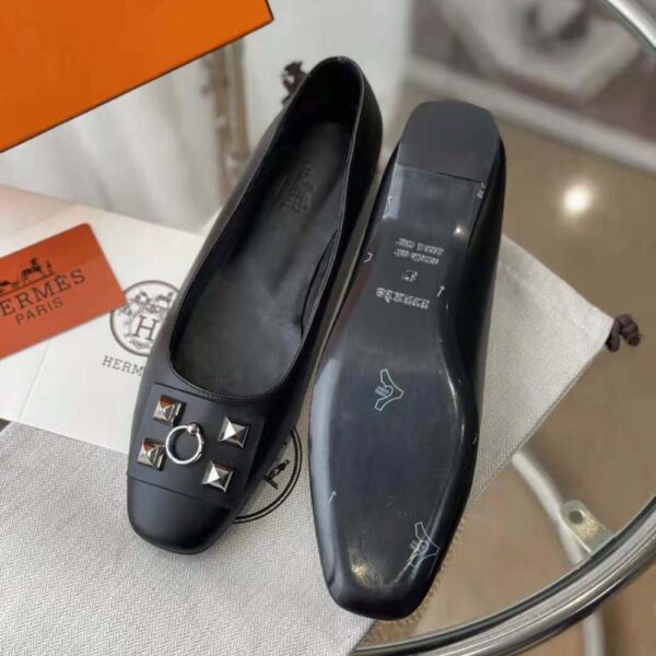 Hermes Women Danseuse Ballet Flat in Calfskin Leather-Black (5)