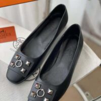 Hermes Women Danseuse Ballet Flat in Calfskin Leather-Black (1)