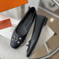 Hermes Women Danseuse Ballet Flat in Calfskin Leather-Black (1)